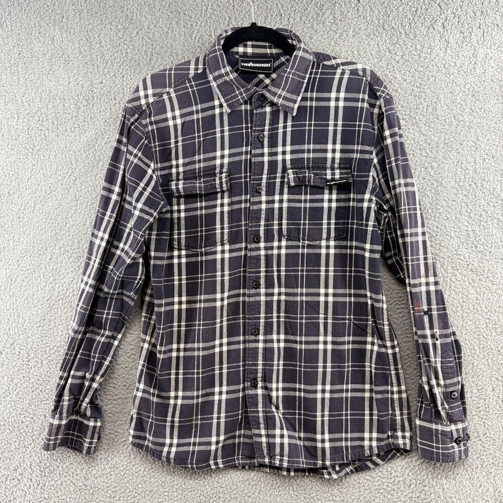 The Hundreds Flannel Shirt Plaid Mens Large Distressed